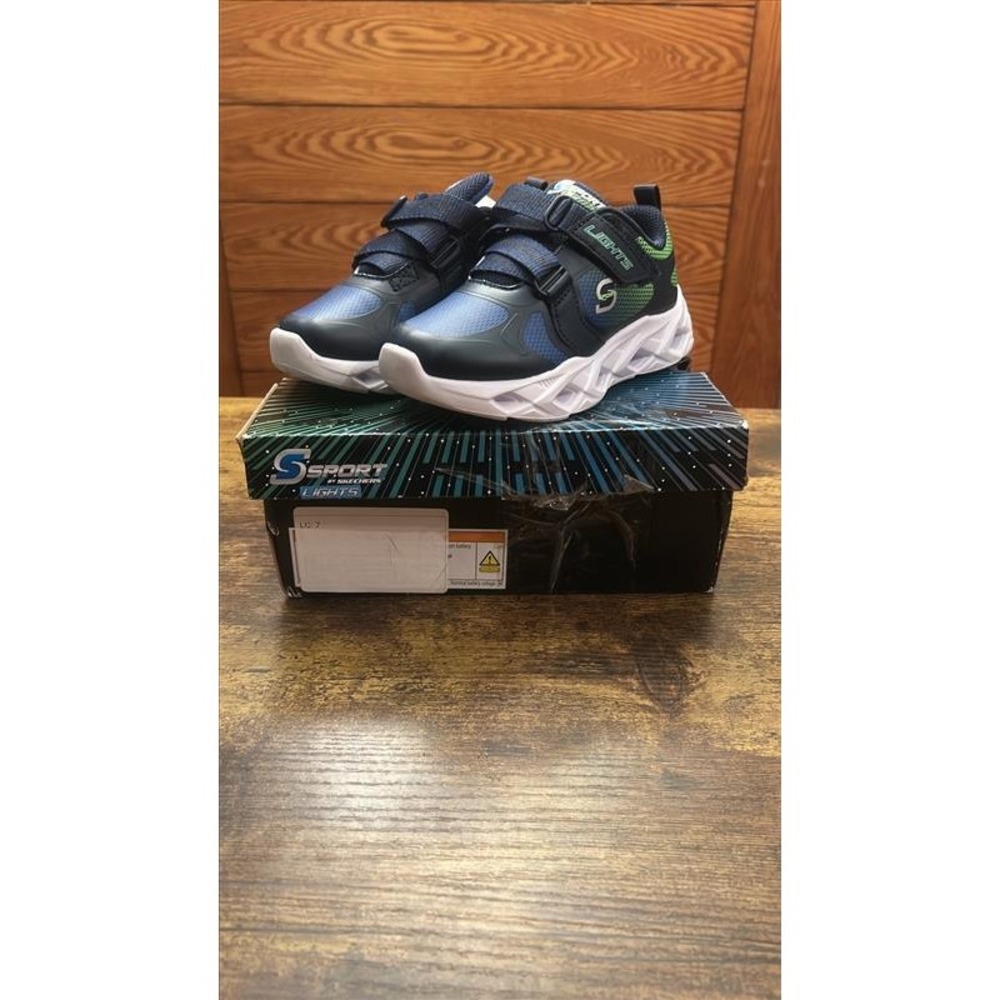 S Sport by Skechers Boys Everett Light Up Sneakers Navy Lime Green Size 10